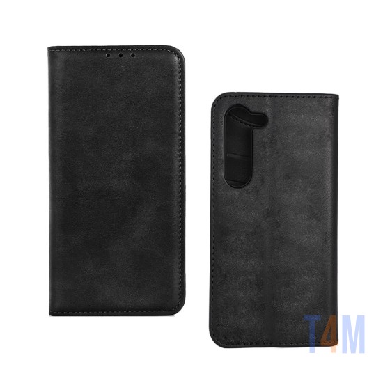 LEATHER FLIP COVER WITH INTERNAL POCKET FOR SAMSUNG GALAXY S23 PLUS BLACK